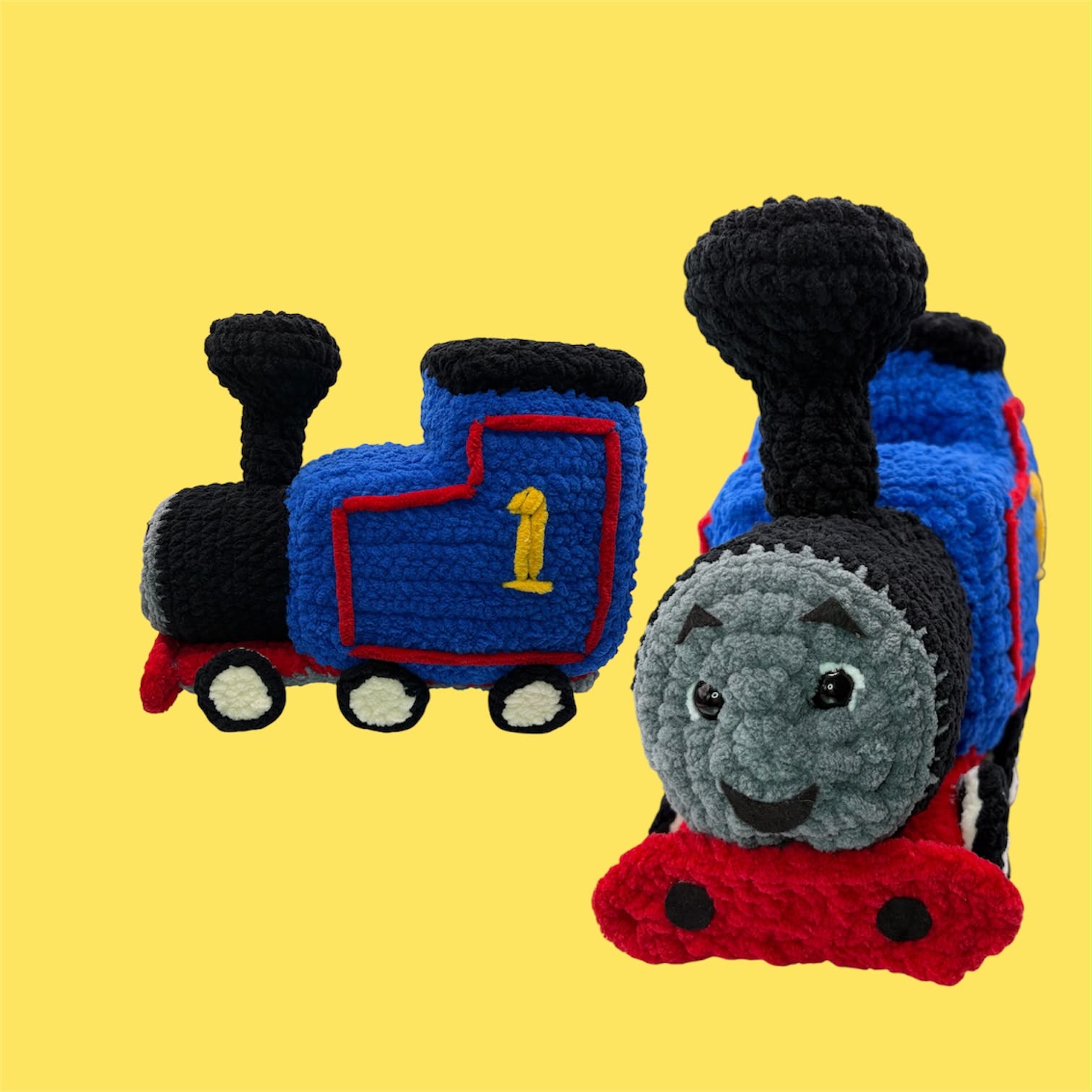 Locomotivă Thomas croșetată albastră